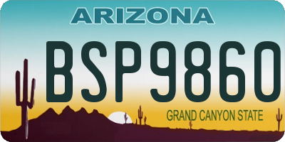 AZ license plate BSP9860