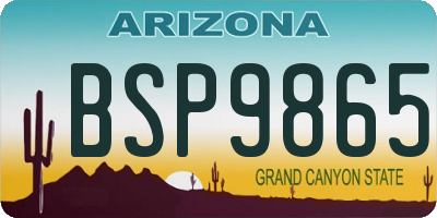 AZ license plate BSP9865