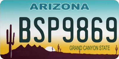 AZ license plate BSP9869