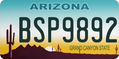 AZ license plate BSP9892