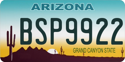 AZ license plate BSP9922