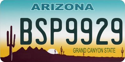 AZ license plate BSP9929