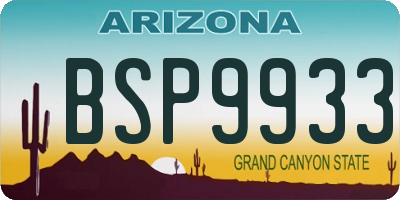 AZ license plate BSP9933