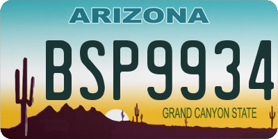 AZ license plate BSP9934