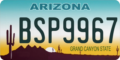 AZ license plate BSP9967