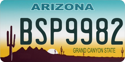 AZ license plate BSP9982