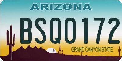 AZ license plate BSQ0172