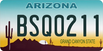AZ license plate BSQ0211