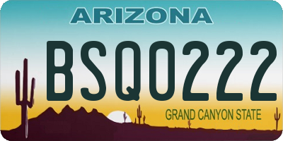 AZ license plate BSQ0222