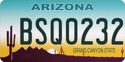 AZ license plate BSQ0232