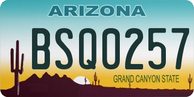 AZ license plate BSQ0257