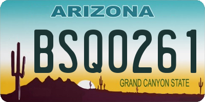 AZ license plate BSQ0261