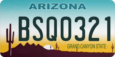 AZ license plate BSQ0321