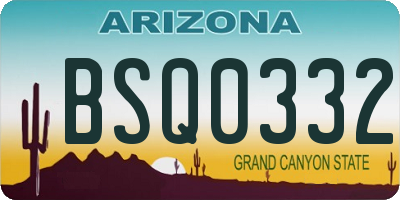 AZ license plate BSQ0332