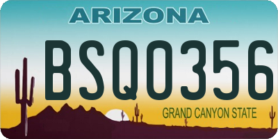 AZ license plate BSQ0356