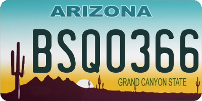 AZ license plate BSQ0366