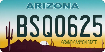 AZ license plate BSQ0625