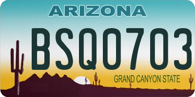 AZ license plate BSQ0703