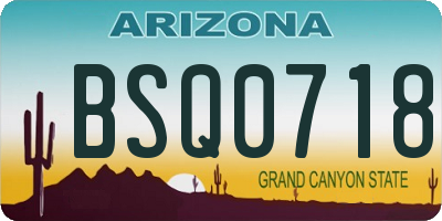 AZ license plate BSQ0718