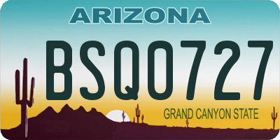 AZ license plate BSQ0727