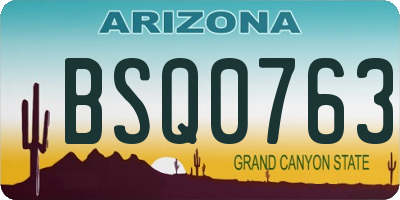 AZ license plate BSQ0763