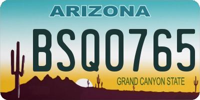 AZ license plate BSQ0765