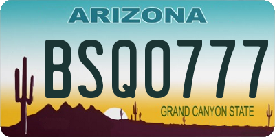 AZ license plate BSQ0777