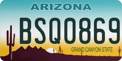 AZ license plate BSQ0869