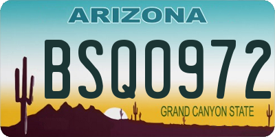 AZ license plate BSQ0972