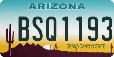 AZ license plate BSQ1193