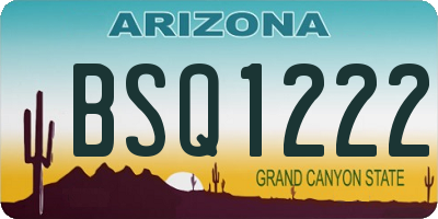 AZ license plate BSQ1222