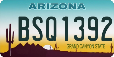 AZ license plate BSQ1392