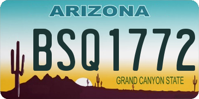 AZ license plate BSQ1772