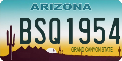 AZ license plate BSQ1954