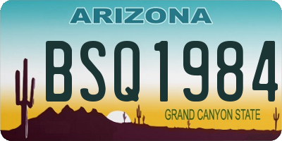 AZ license plate BSQ1984