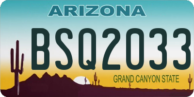 AZ license plate BSQ2033