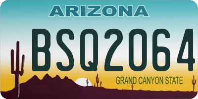 AZ license plate BSQ2064