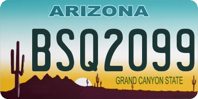 AZ license plate BSQ2099