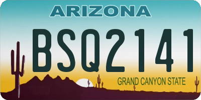 AZ license plate BSQ2141