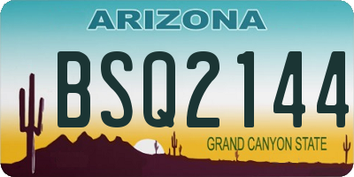 AZ license plate BSQ2144