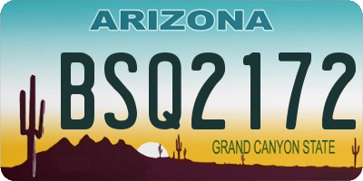 AZ license plate BSQ2172