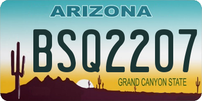 AZ license plate BSQ2207