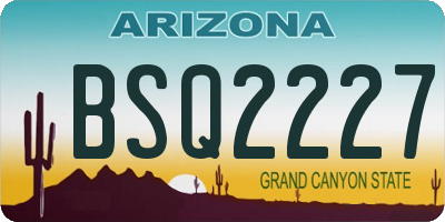 AZ license plate BSQ2227