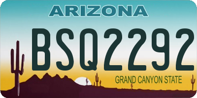 AZ license plate BSQ2292
