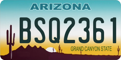 AZ license plate BSQ2361