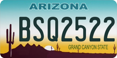 AZ license plate BSQ2522
