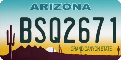 AZ license plate BSQ2671