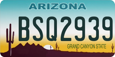AZ license plate BSQ2939
