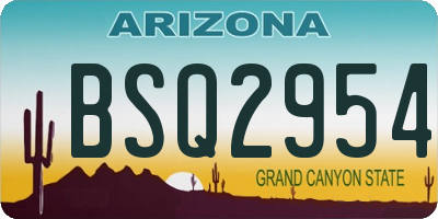 AZ license plate BSQ2954