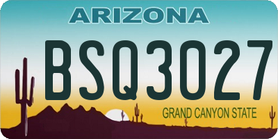 AZ license plate BSQ3027